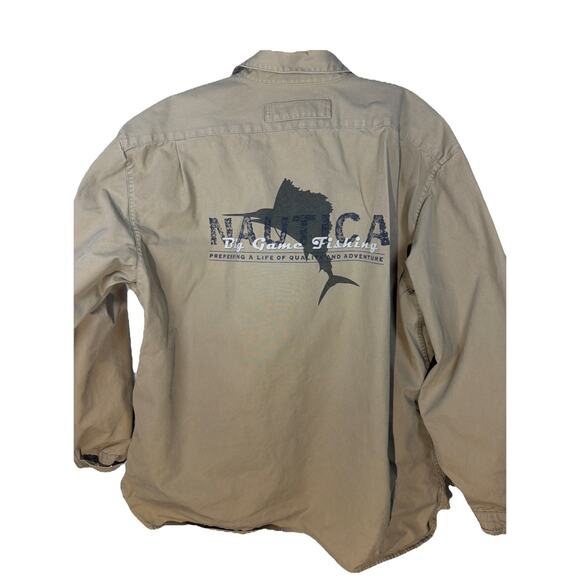 Nautica Shacket Jacket Pullover 1/4 Zip Shirt Big Game Fishing Mens LARGE VTG 90 - Picture 1 of 11